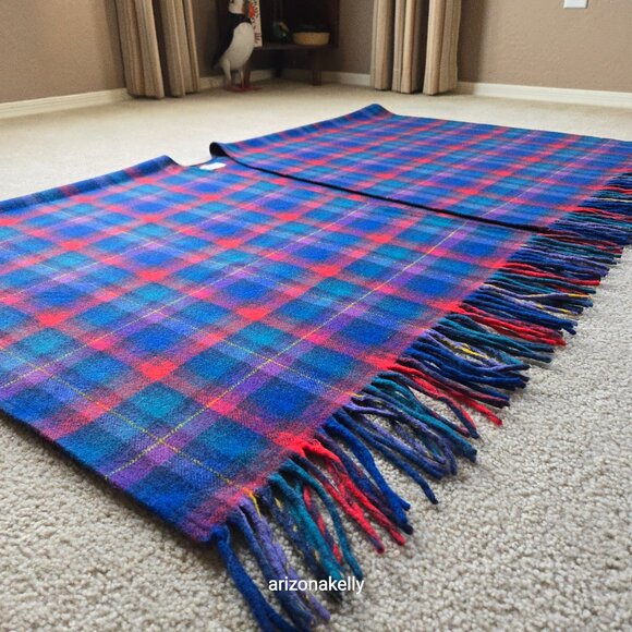 Vintage Pendleton WOOL Wrap Colorful Plaid Thick Excellent Condition - Picture 5 of 16